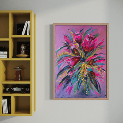 Painting next to shelf 