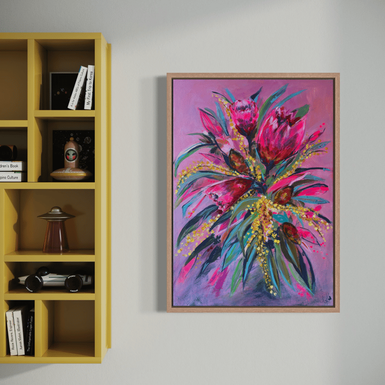 Painting next to shelf 